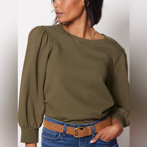 Michael Stars Tops - Michael Stars Alice Cotton Jersey Sweatshirt Olive Army Green